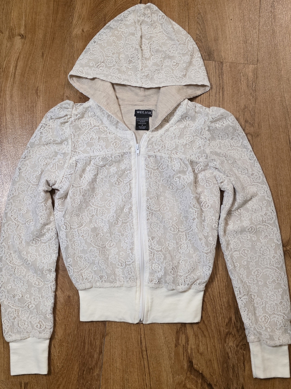 Wet Seal White Lace Full Zip Hoodie